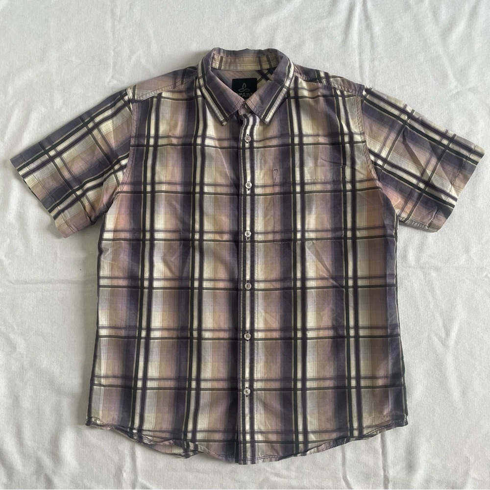 Prana Purple Plaid Button Down Shirt